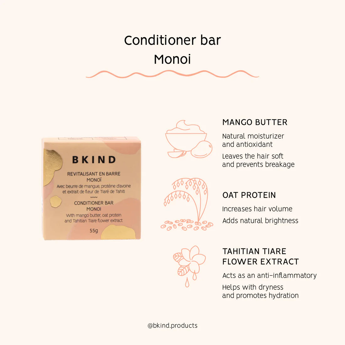 Monoi Conditioner Bar by BKIND