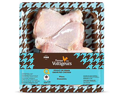 Organic Chicken Drumsticks, 705g avg by Ferme Des Volitigeurs, Quebec. (Fresh/ Frozen)