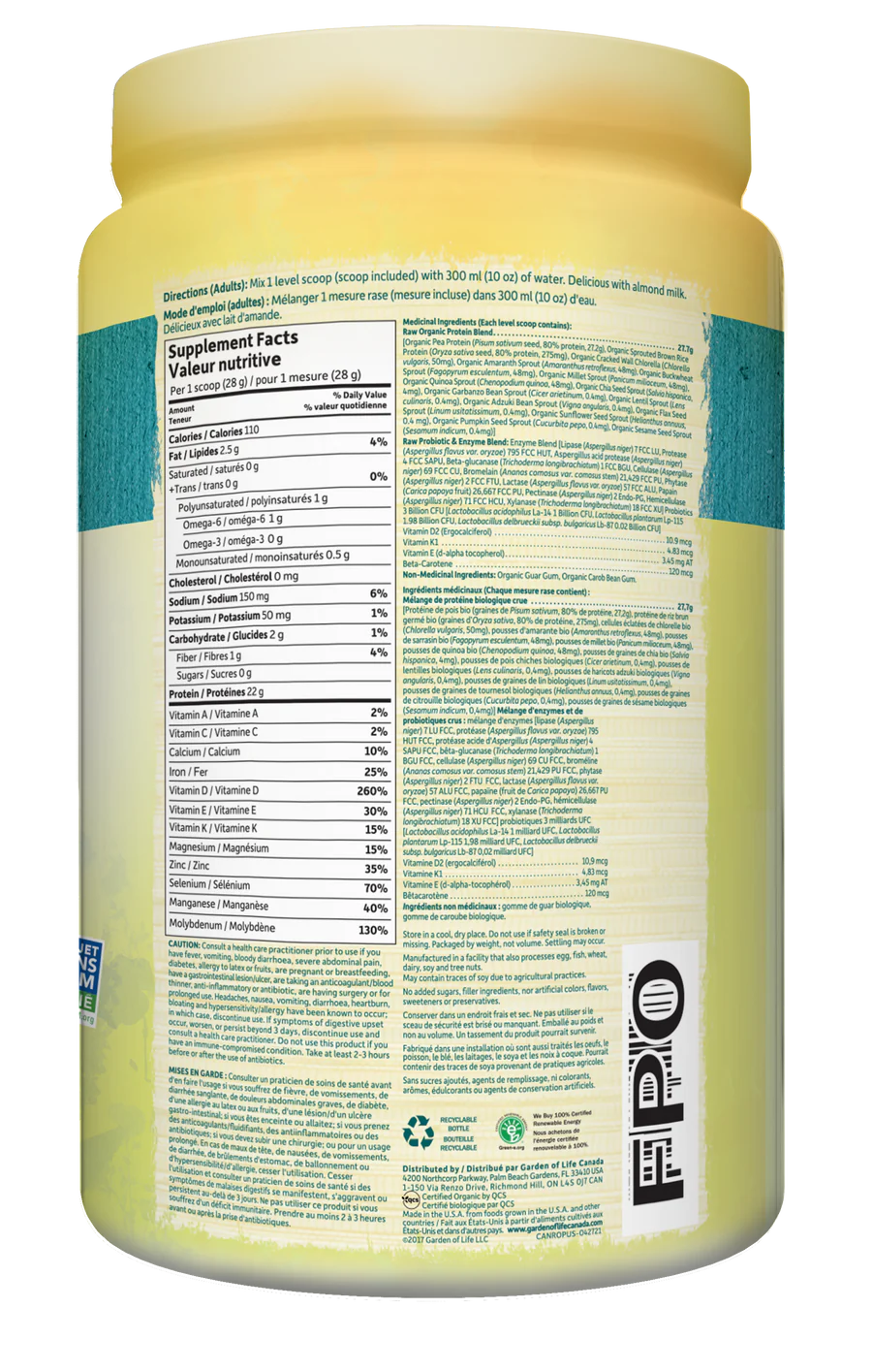 Raw Organic Protein™ - Unflavoured by Garden of Life, 568g