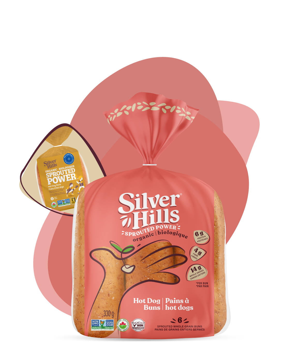 Organic Sprouted Hot Dog Buns by Silver Hills, 330g