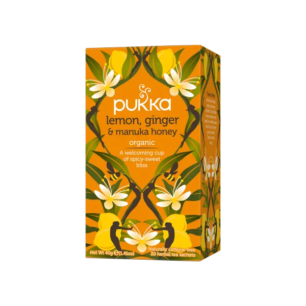 Organic Lemon, Ginger & Manuka Honey tea by Pukka, 20 bags