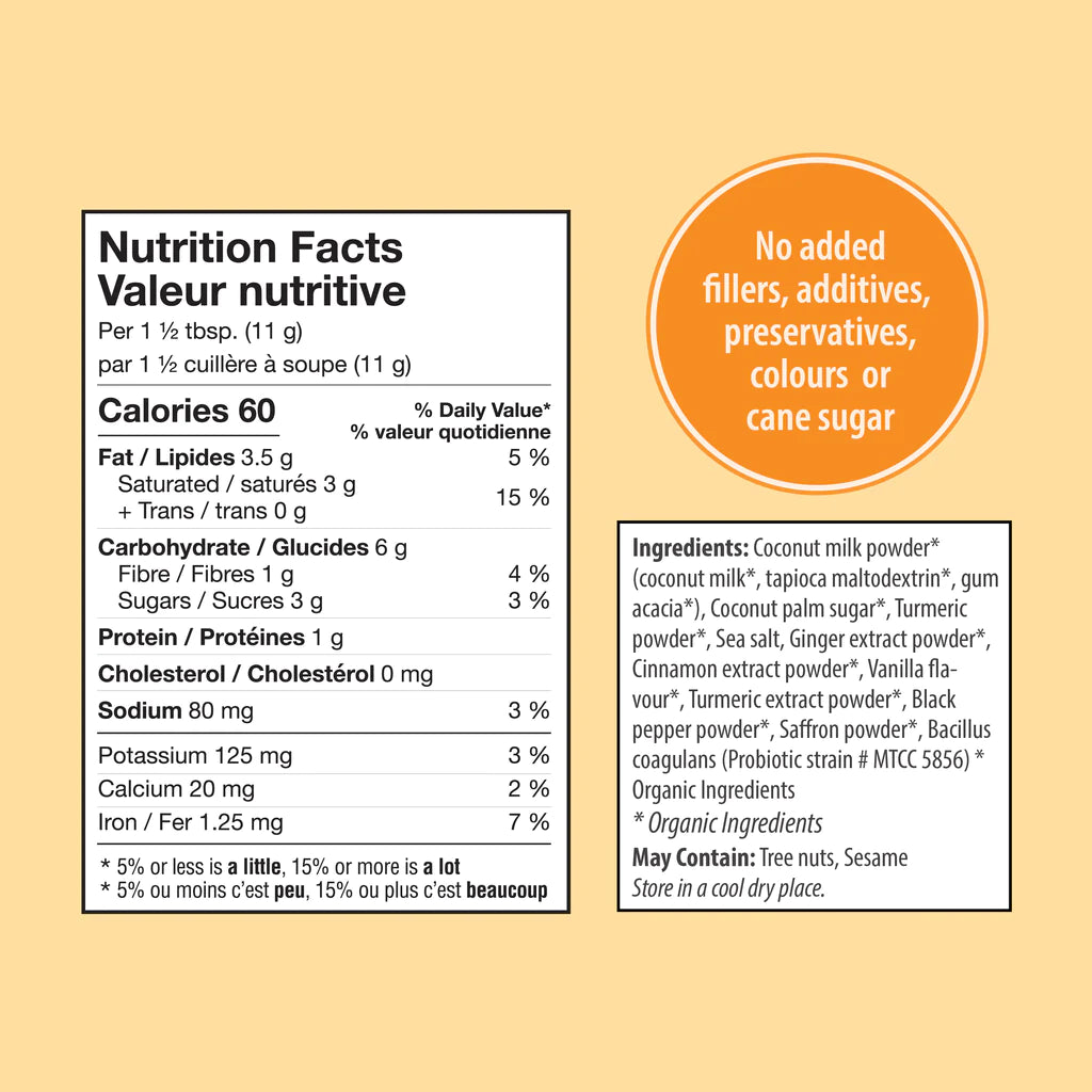 Turmeric Latte with Probiotic Saffron by Organic Traditions, 150g