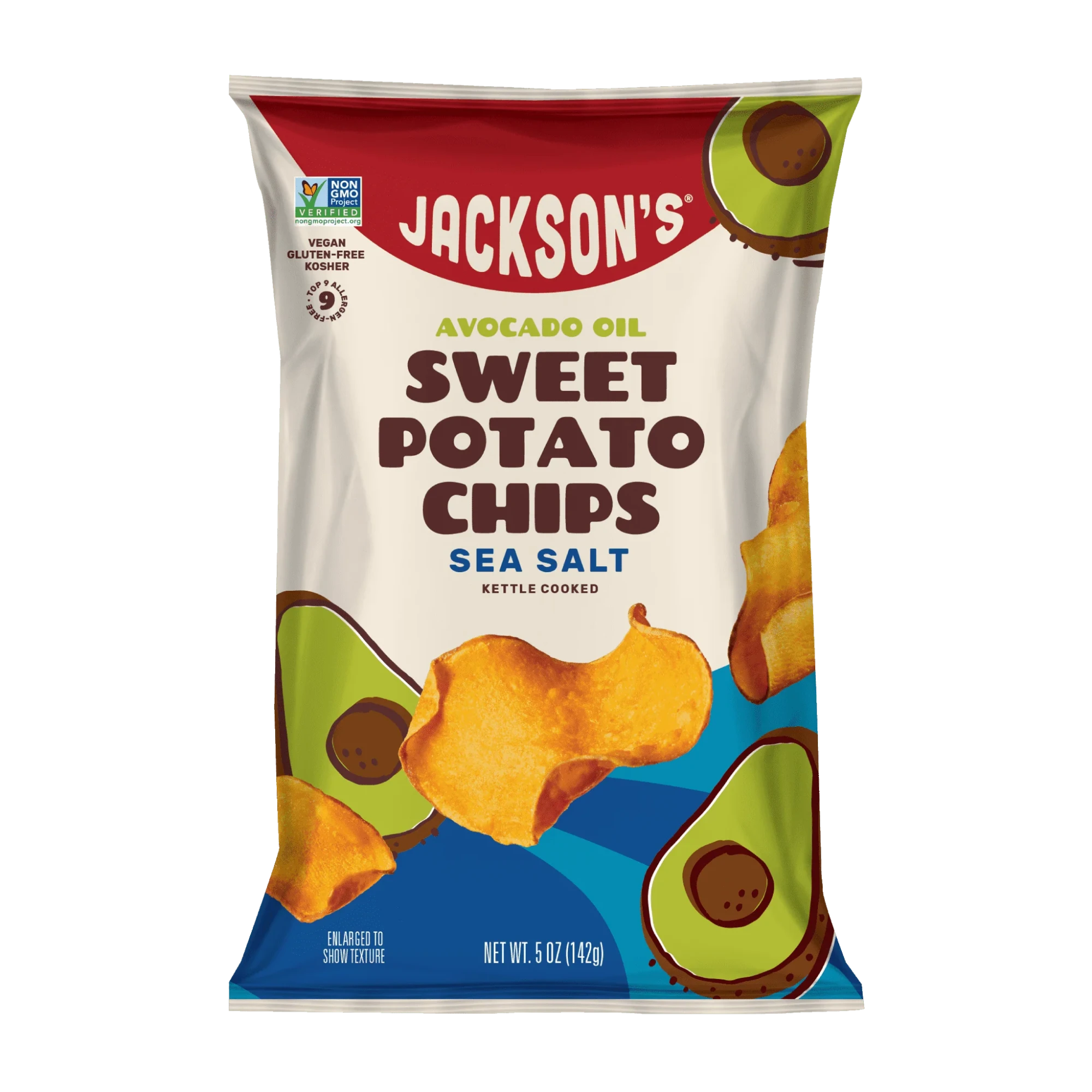 Sea Salt Sweet Potato Chips with Avocado Oil by Jackson's, 142g