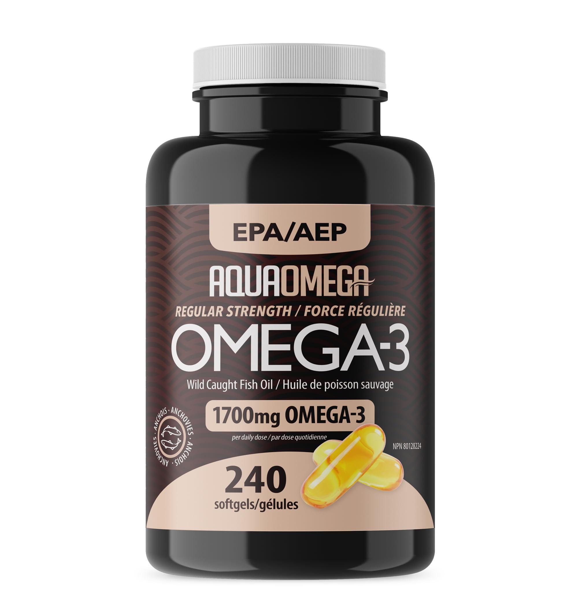 1700mg Omega-3 Wild Caught Fish Oil by Aqua Omega, 240 caps