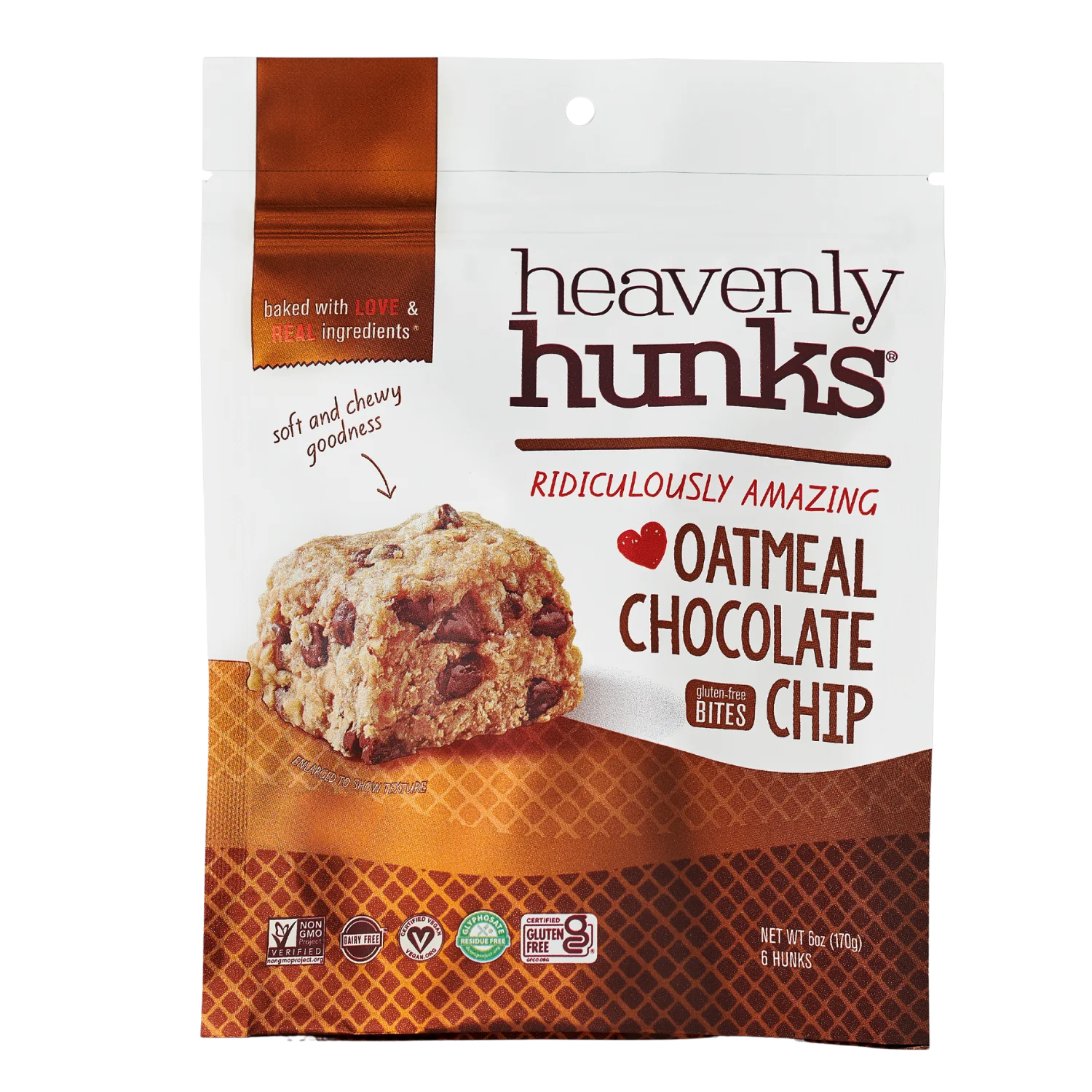 Gluten-Free Oatmeal Chocolate Chip Bites by Heavenly Hunks, 170g