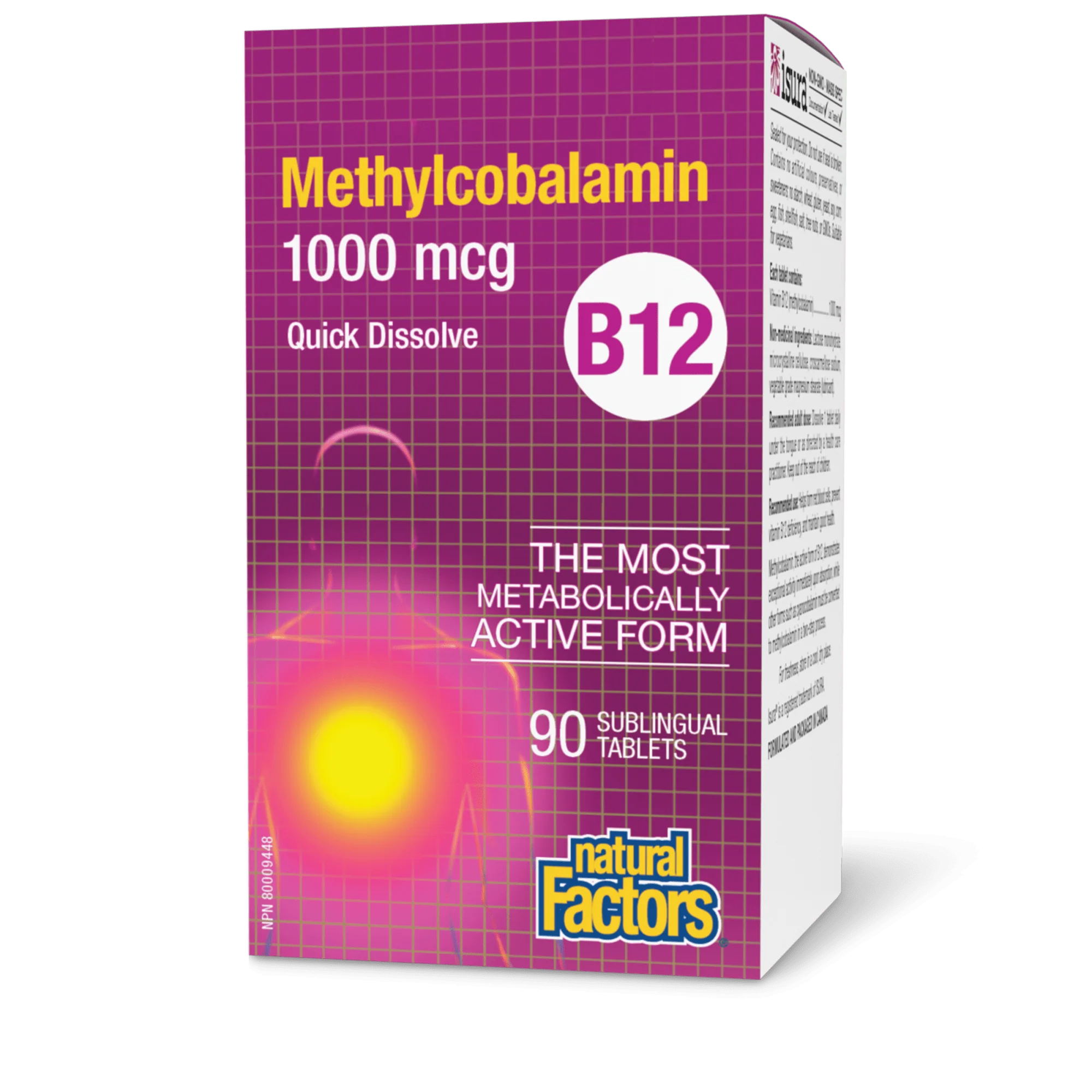 B12 Merhylcobalamin 1000 mcg by Natural Factors, 90 Sublingual Tablets