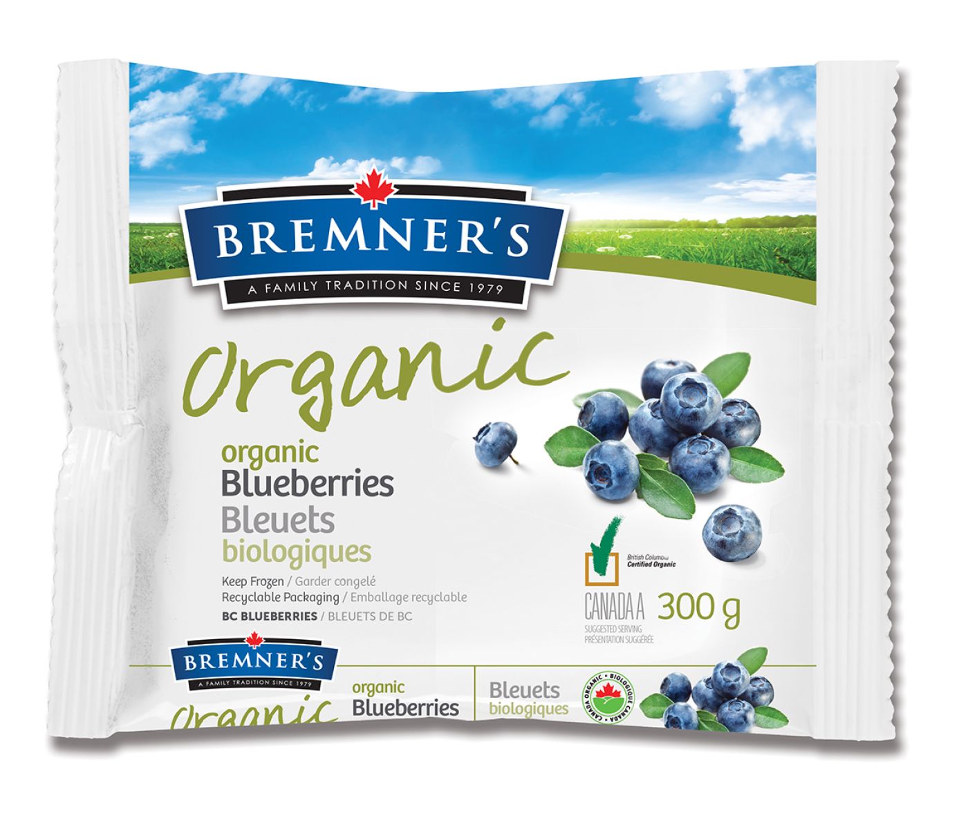 Organic Frozen Bleuberries by Bremner's, 300g