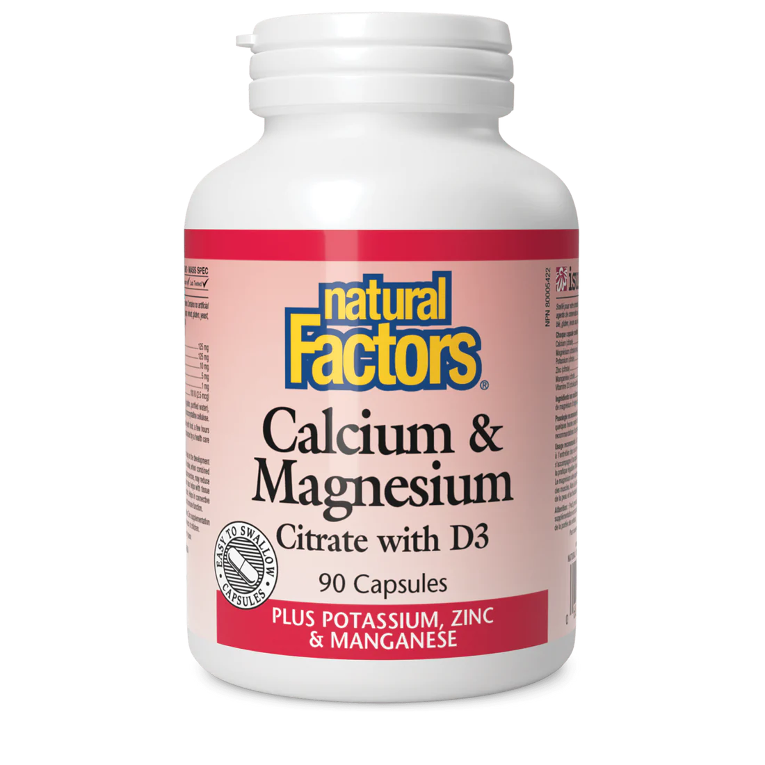 Calcium &.Magnesium  Citrate with D3 by Natural Factors, 90 capsules