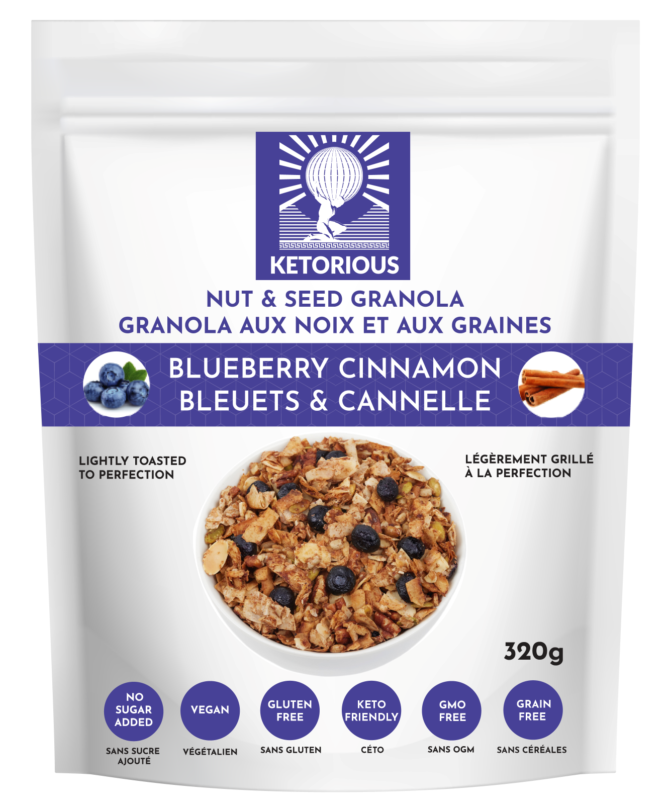 Blueberry & Cinnamon Nut and Seed Granola by Ketorious, 320g