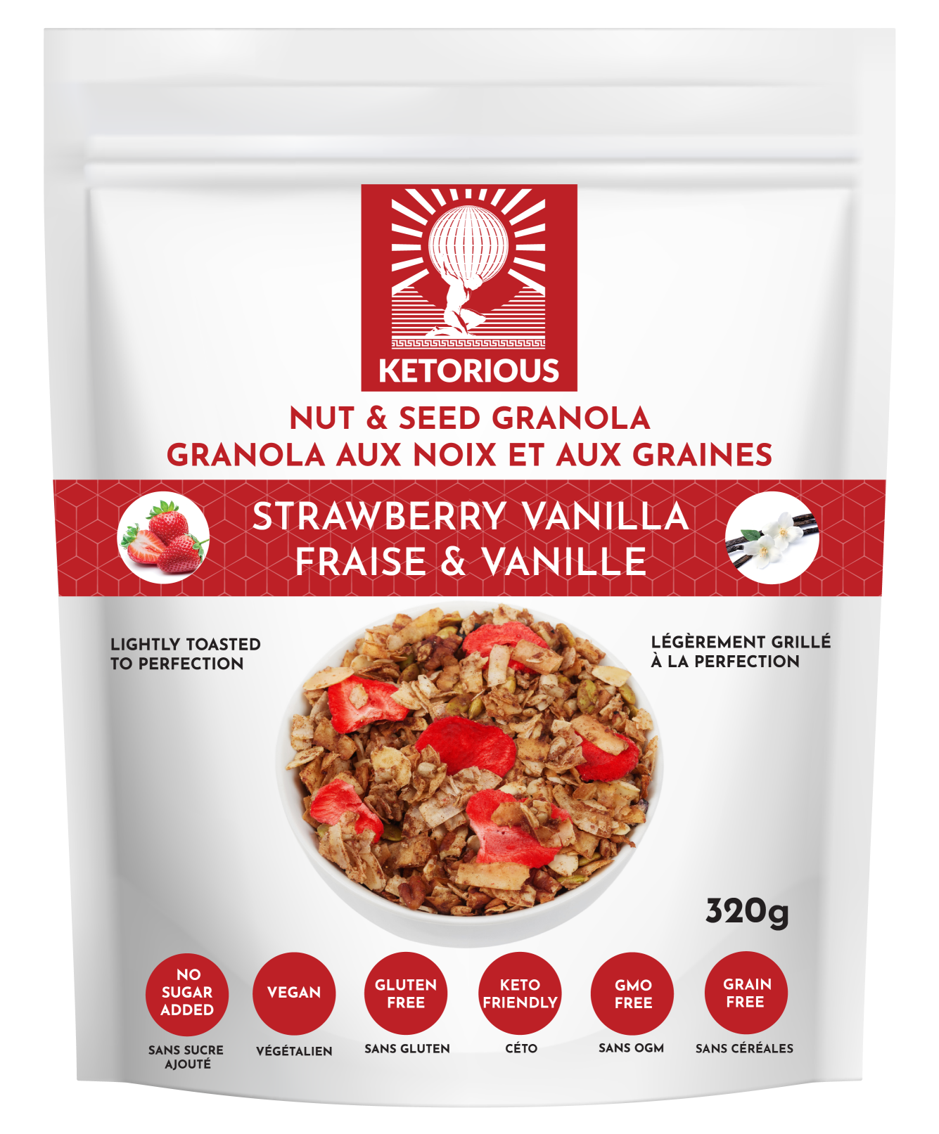 Strawberry Crunch Nut and Seed Granola by Ketorious, 320g (Copy) (Copy)