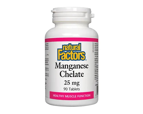 Manganese Chelate 25 mg by Natural Factors, 90 Tablets