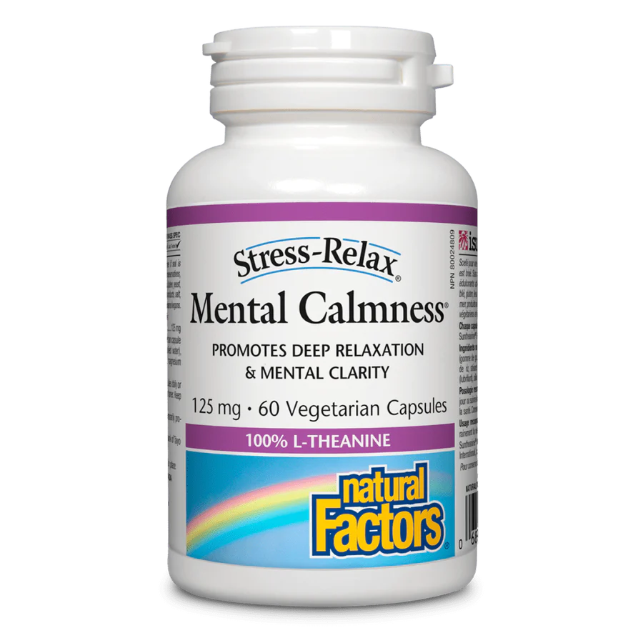 Mental Calmness 100% L-Theanine by Natural Factors, 125 mg 60 Vegetarian Capsules