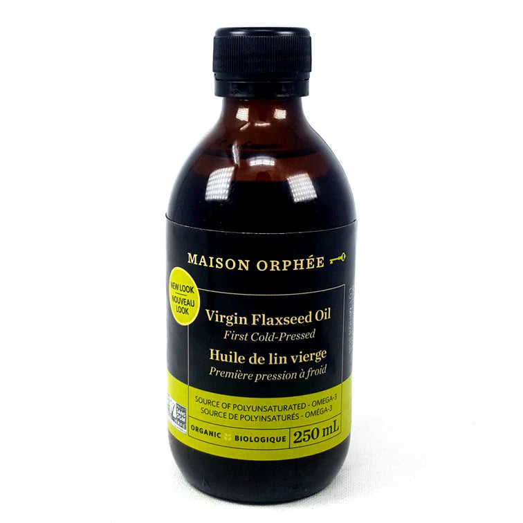 Organic Virgin Flaxseed Oil- Fist Cold Pressed by Maison Orphée, 250 ml