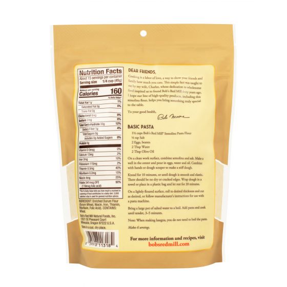 Semolina Flour by Bob&#39;s Red Mill, 680g