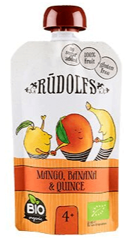 Organic Mango Banana Quince Puree by Rudolfs, 110g
