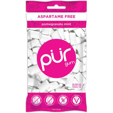 Pomegranate Mint Gum Bag by PÜR, 55 pieces