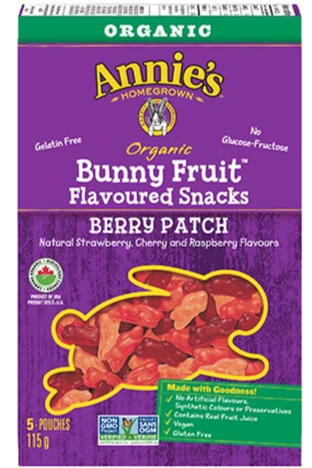 Organic Berry Patch Bunny Fruit Flavoured Snacks, Annie's Homegrown 115g