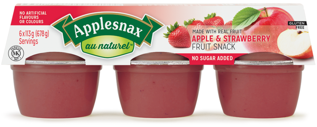 Unsweetened Apple & Strawberry Sauce Cups by Applesnax 6 cups of 113g
