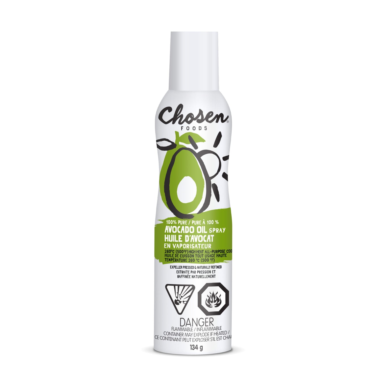 100% Pure Avocado Oil Spray by Chosen Foods, 134g