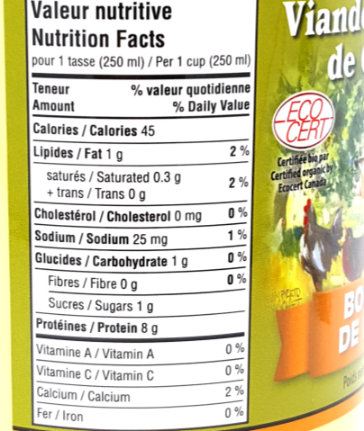 Organic Chicken Broth by Viandes Biologiques de Charlevoix 675g