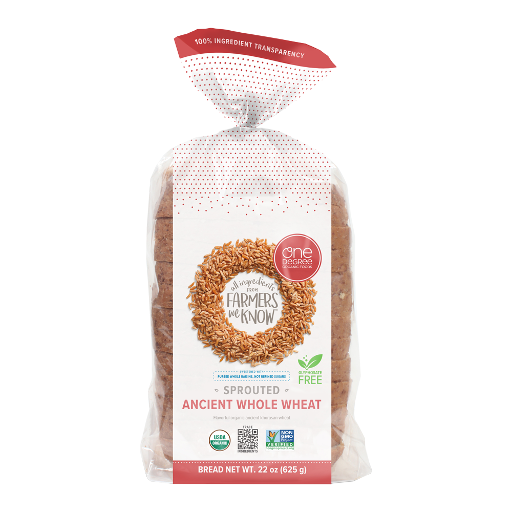 Ancient Sprouted Whole Wheat Bread by One Degree Organics 625g