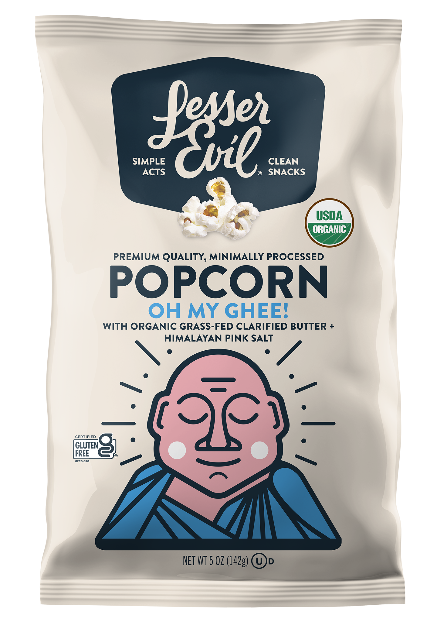 Oh My Ghee Organic Popcorn by Lesser Evil 142g