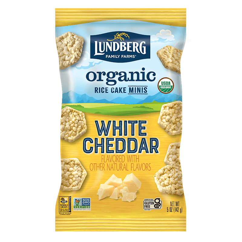 Organic White Cheddar Rice Cake Minis by Lundberg 142g