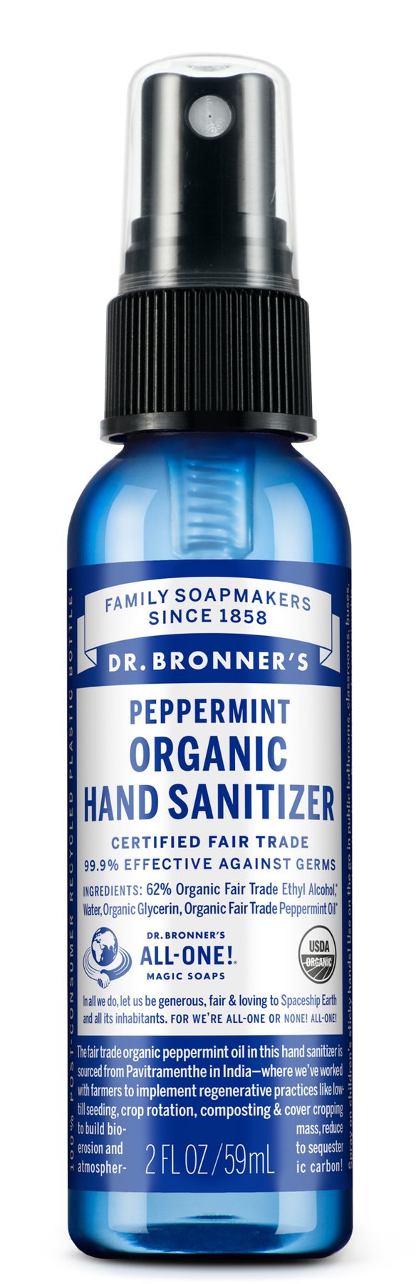 Peppermint Organic Hand Sanitizer by Dr. Bronner's 59ml
