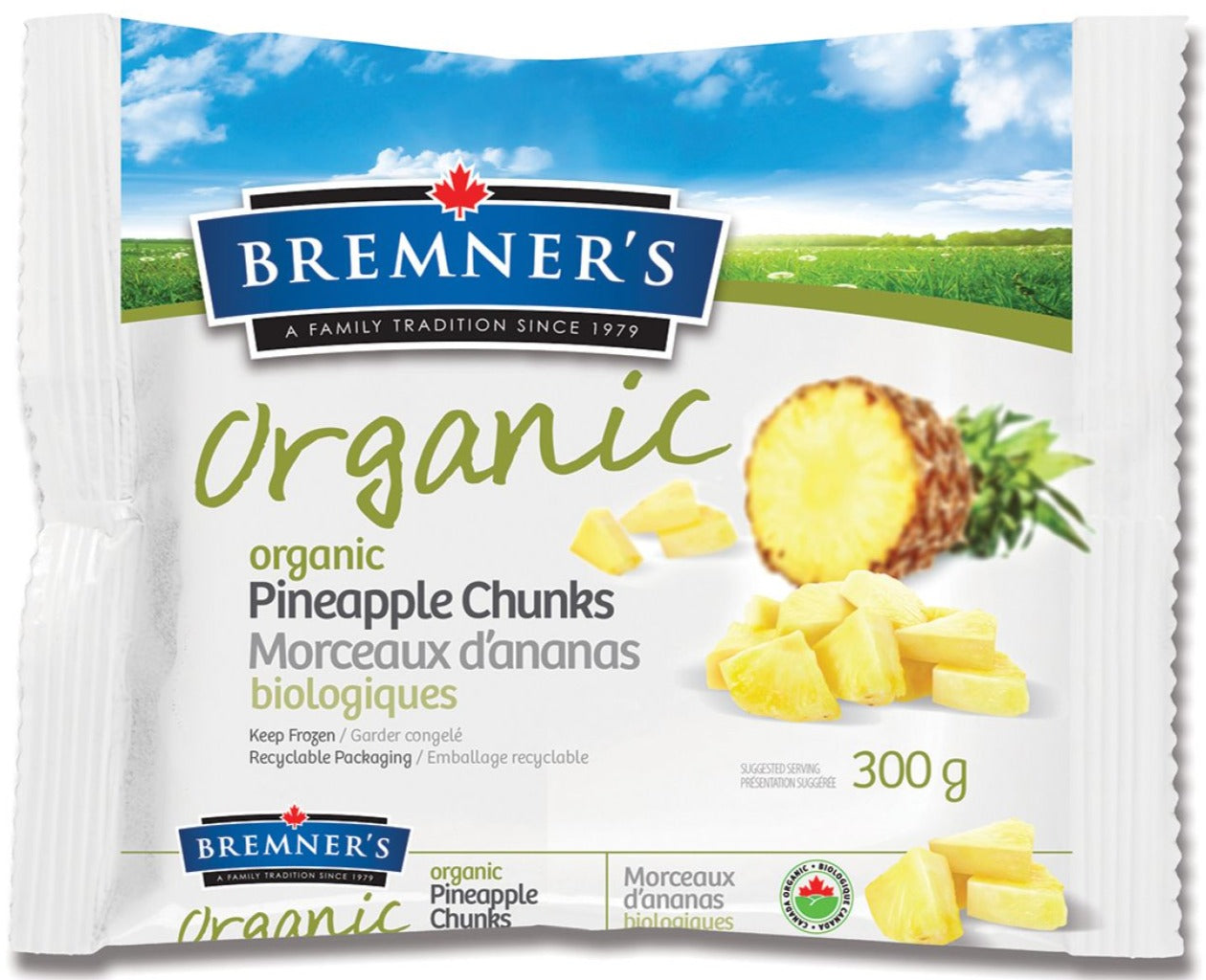 Organic Pineapple Chunks by Bremnar's 300g Frozen