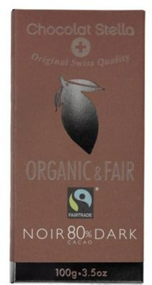 Organic 80% Chocolate Bar by Chocolat Stella, 100 g