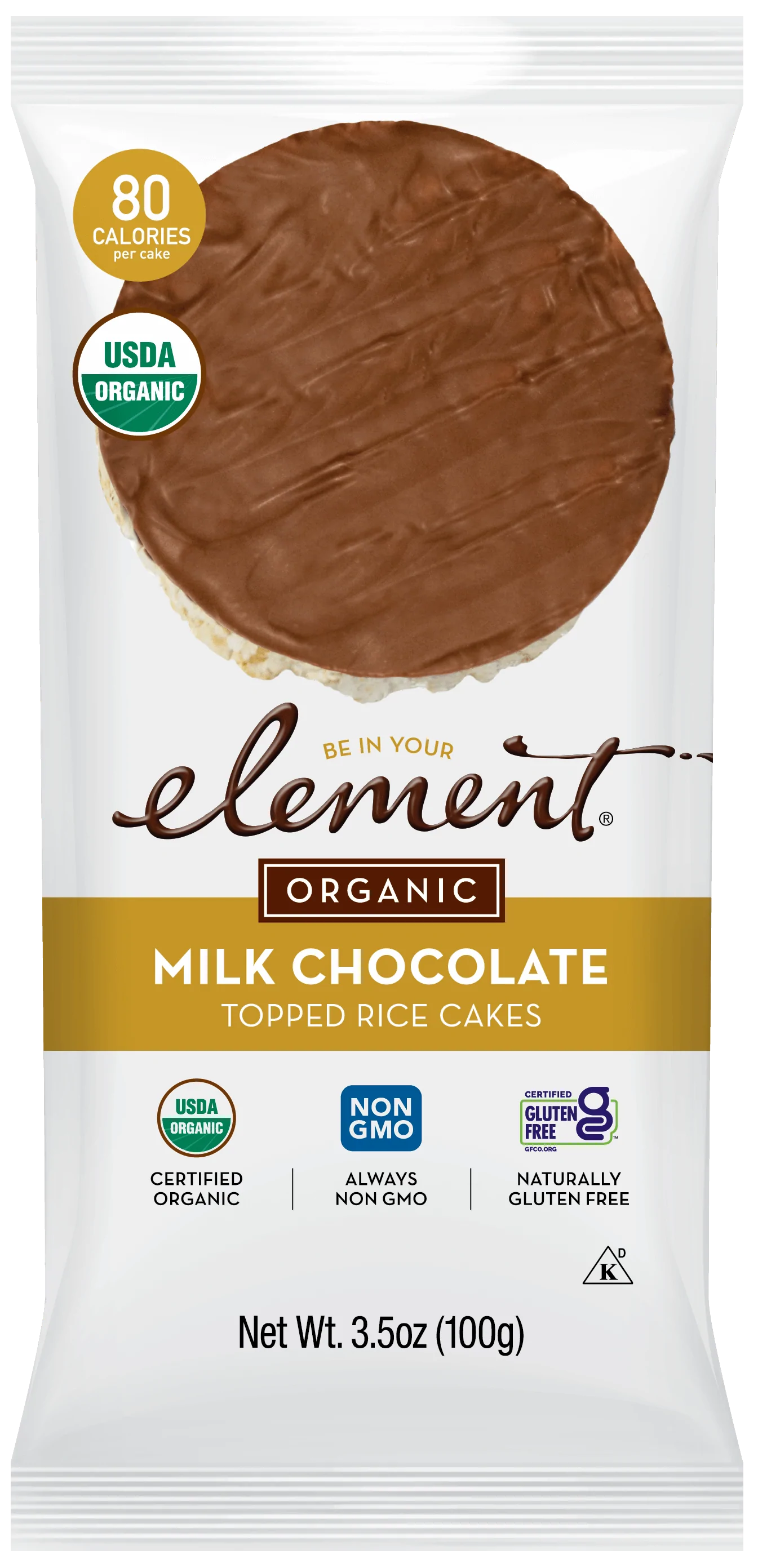 Organic Milk Chocolate Dipped Rice Cakes by element 100g
