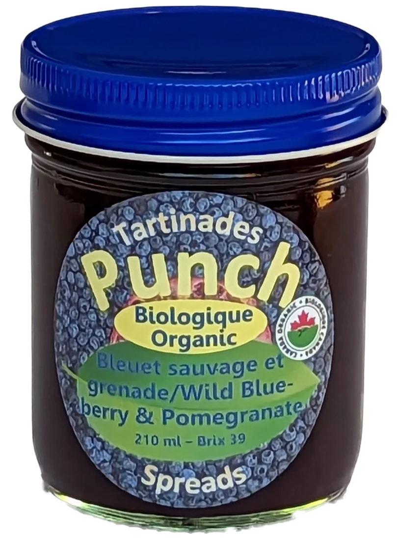 Organic Wild Blueberry and Pomegranate Jam by Punch Jams, 220ml