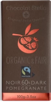 Organic 60% dark Pomegranate Chocolate Bar by Stella 100g