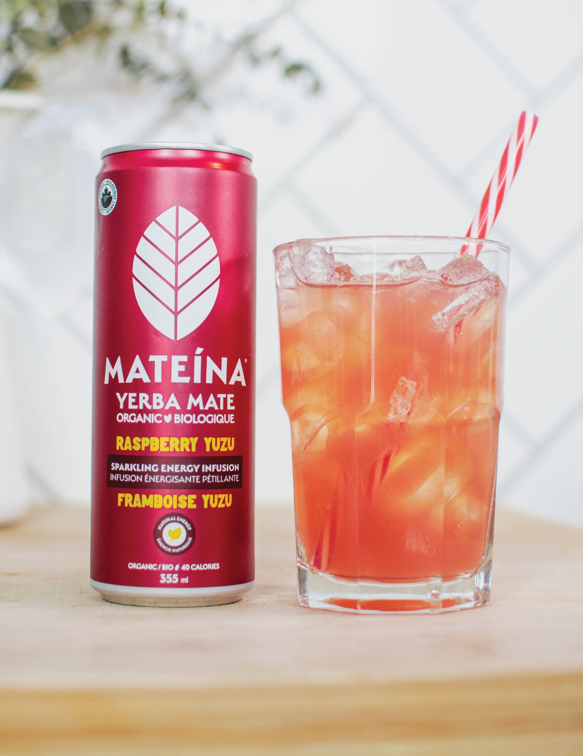 Organic Raspberry Yuzu Yerba Mate Energy Infusion by Mateína, 355 mL