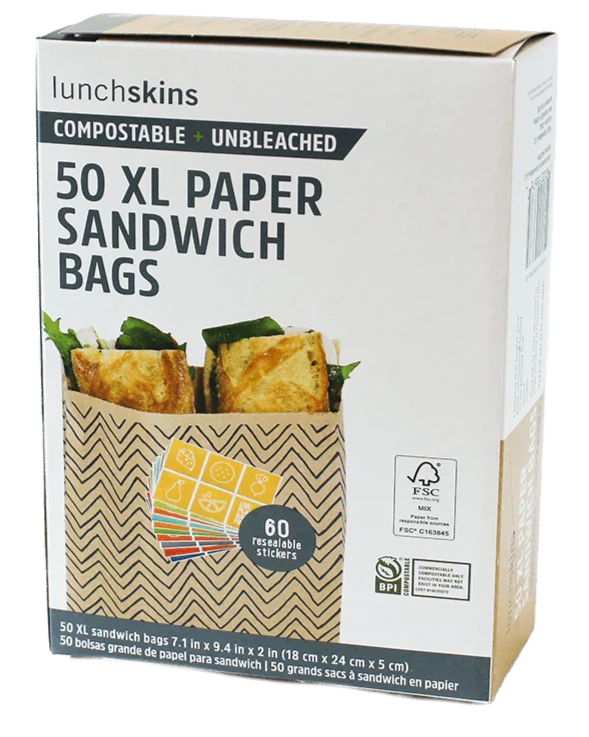 Compostable XL Sandwich Bags by Lunchskins , 50